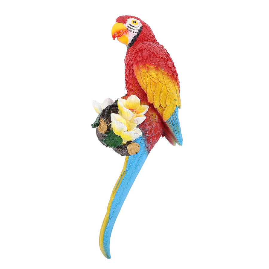 Parrot Sculpture Decoration Indoor Outdoor Resin Macaw Statue Figurine Garden Art Right Red
