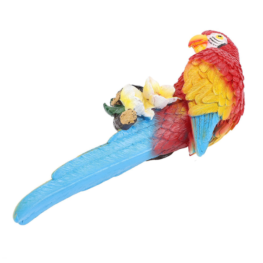 Parrot Sculpture Decoration Indoor Outdoor Resin Macaw Statue Figurine Garden Art Right Red