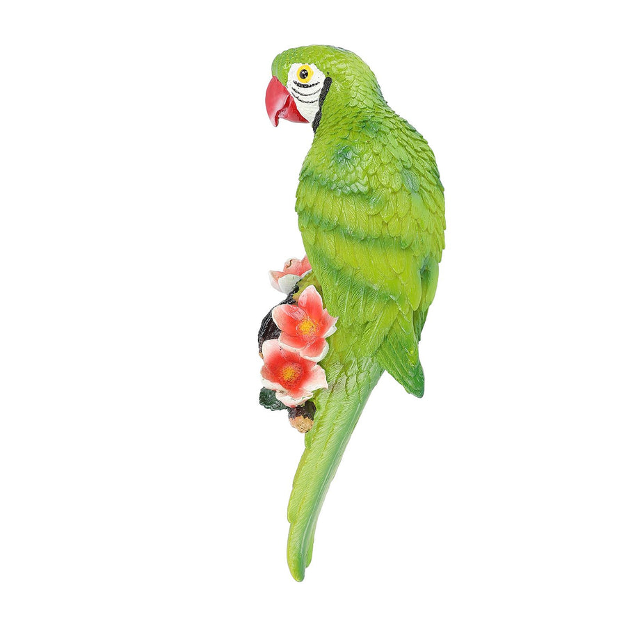 Hanging Parrots Sculpture Decorative Realistic Animal Parrots Garden Statues Cute Tropical Bird Decor for Yard Balcony Green On Right