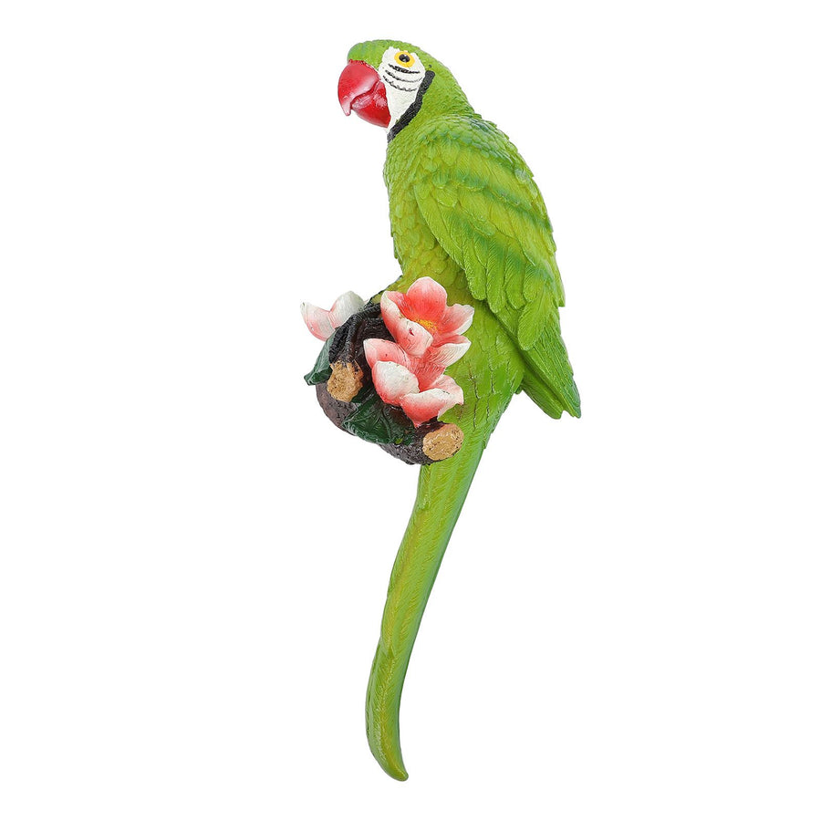 Hanging Parrots Sculpture Decorative Realistic Animal Parrots Garden Statues Cute Tropical Bird Decor for Yard Balcony Green On Right
