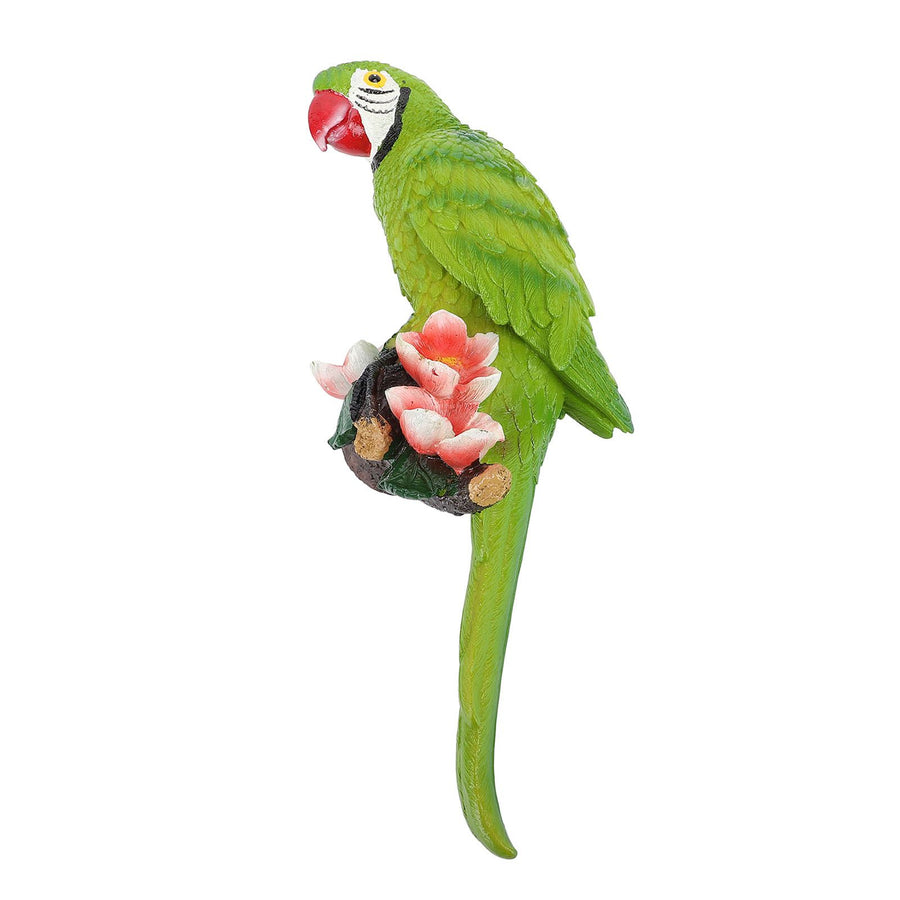 Hanging Parrots Sculpture Decorative Realistic Animal Parrots Garden Statues Cute Tropical Bird Decor for Yard Balcony Green On Right