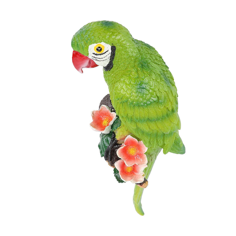 Hanging Parrots Sculpture Decorative Realistic Animal Parrots Garden Statues Cute Tropical Bird Decor for Yard Balcony Green On Right