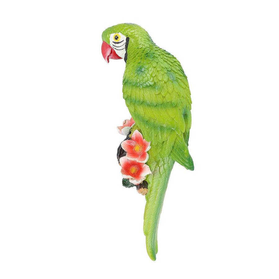 Hanging Parrots Sculpture Decorative Realistic Animal Parrots Garden Statues Cute Tropical Bird Decor for Yard Balcony Green On Right