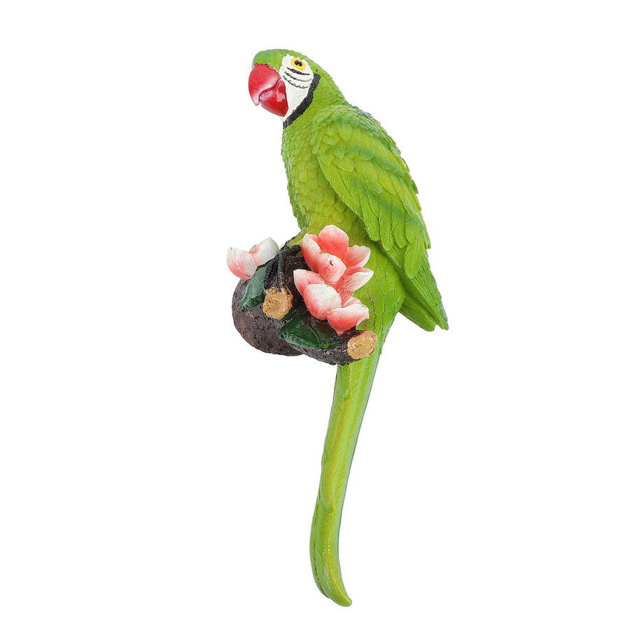 Hanging Parrots Sculpture Decorative Realistic Animal Parrots Garden Statues Cute Tropical Bird Decor for Yard Balcony Green On Right