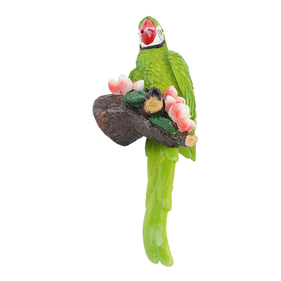 Hanging Parrots Sculpture Decorative Realistic Animal Parrots Garden Statues Cute Tropical Bird Decor for Yard Balcony Green On Right