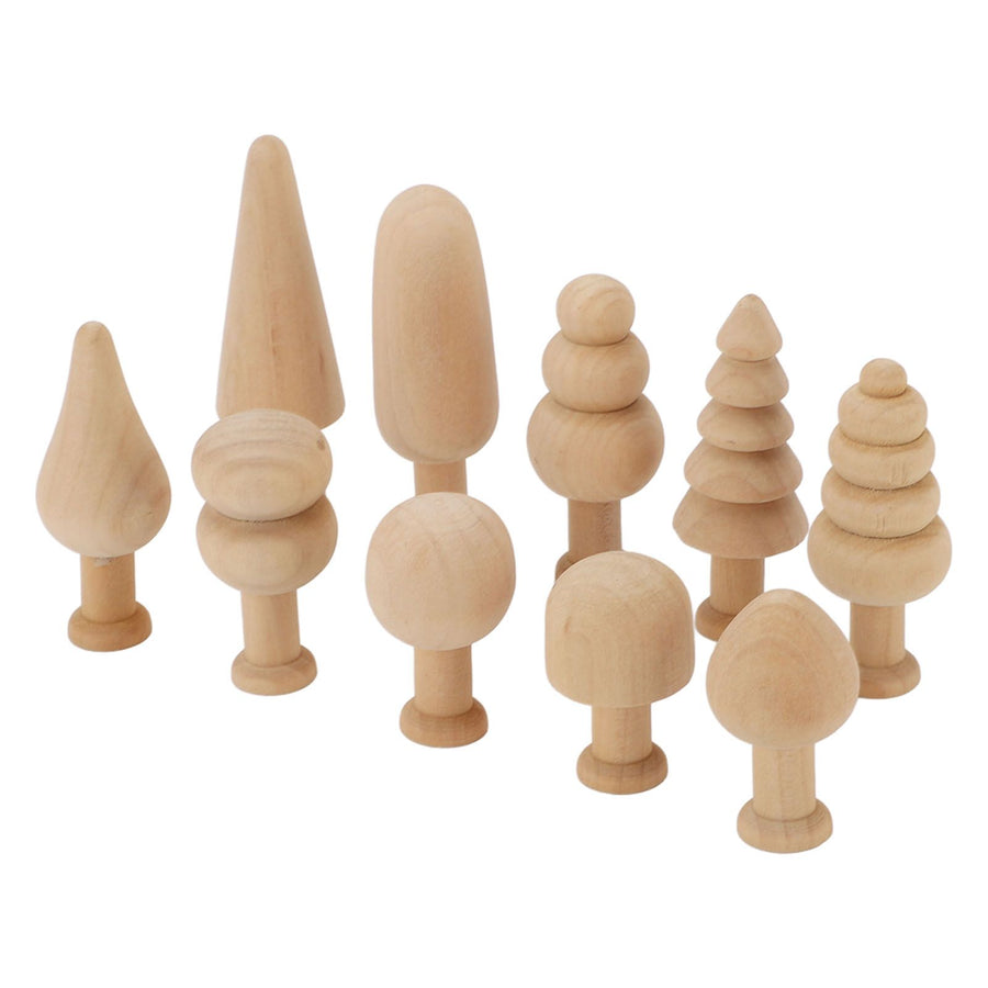 2 Set Unfinished Wooden Trees to Paint Mini Blank Peg Xmas Tree Home Holiday Toy Pendant Wood Decoration