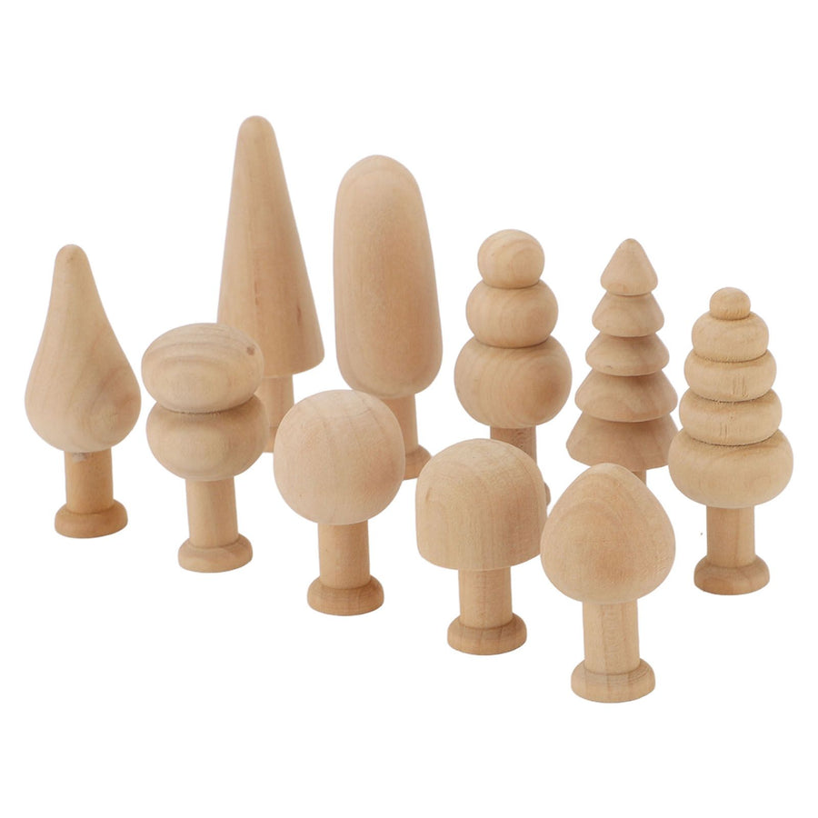 2 Set Unfinished Wooden Trees to Paint Mini Blank Peg Xmas Tree Home Holiday Toy Pendant Wood Decoration
