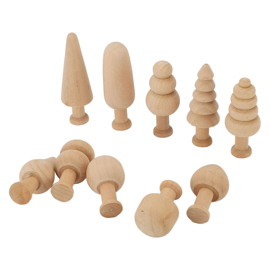 2 Set Unfinished Wooden Trees to Paint Mini Blank Peg Xmas Tree Home Holiday Toy Pendant Wood Decoration