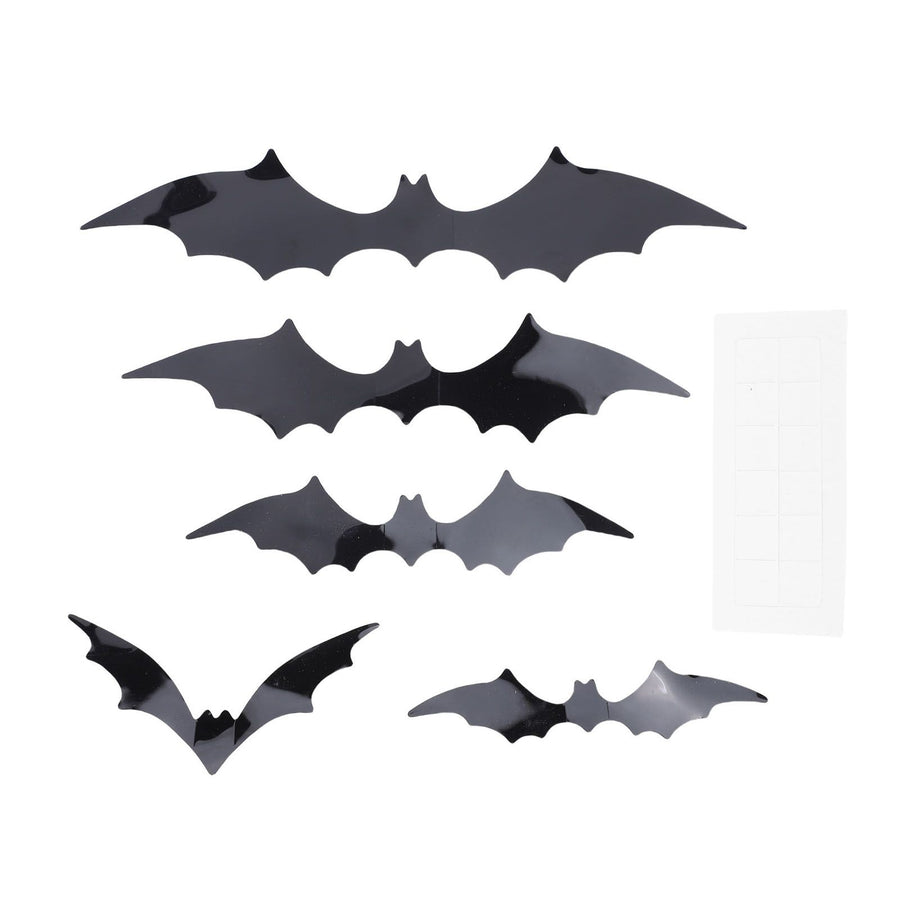 140 Pcs Bats Wall Decor Spooky Black 3D Bat Stickers with Backing Sheets for Home Party