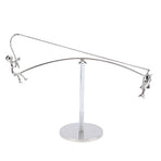 Fisherman Balancing Sculpture Modern Kinetic Metal Fishing Statue for Home Office Decor Art Ornament