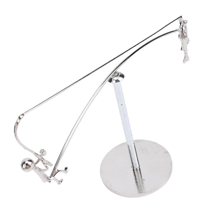 Fisherman Balancing Sculpture Modern Kinetic Metal Fishing Statue for Home Office Decor Art Ornament