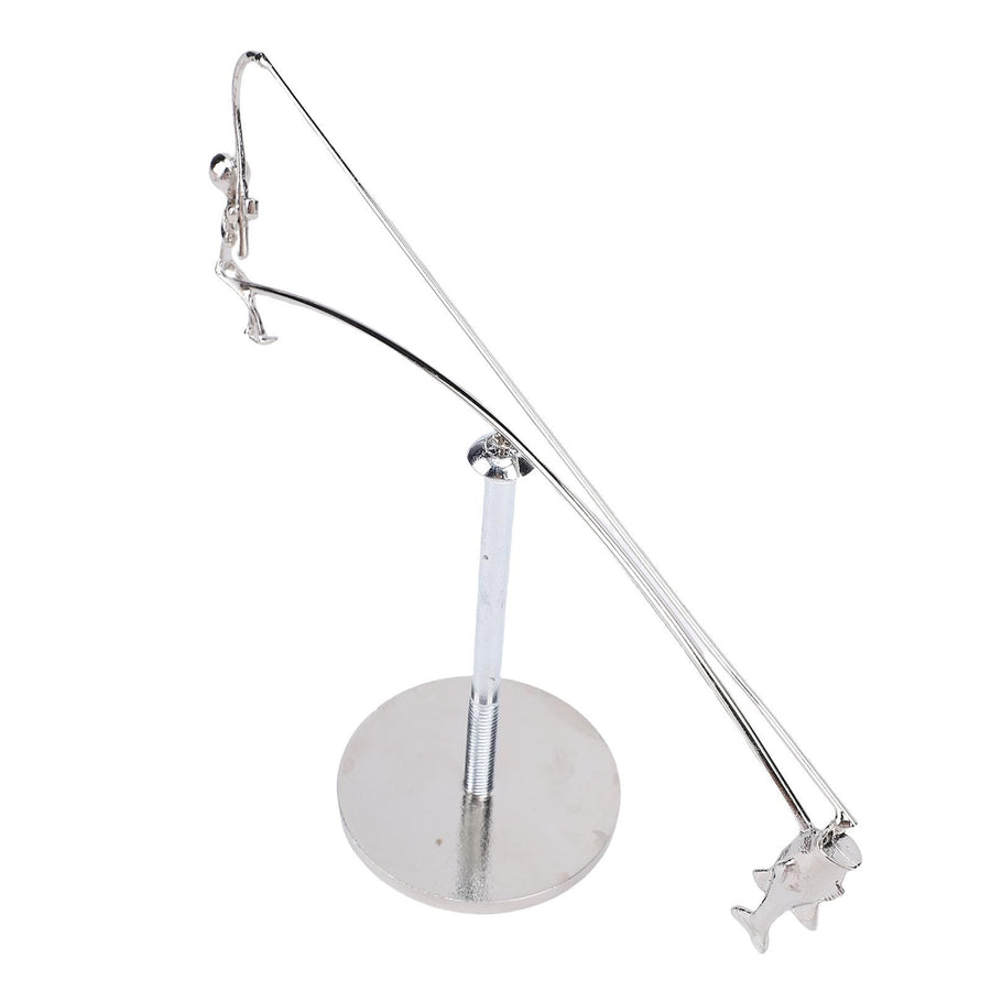 Fisherman Balancing Sculpture Modern Kinetic Metal Fishing Statue for Home Office Decor Art Ornament