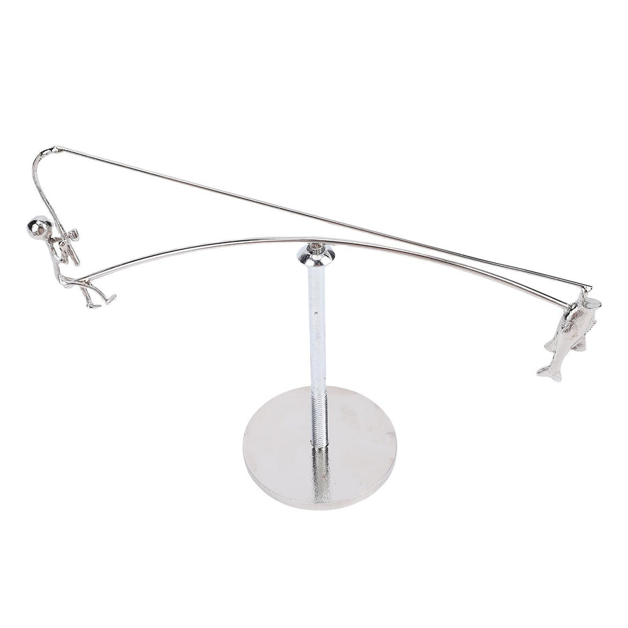 Fisherman Balancing Sculpture Modern Kinetic Metal Fishing Statue for Home Office Decor Art Ornament