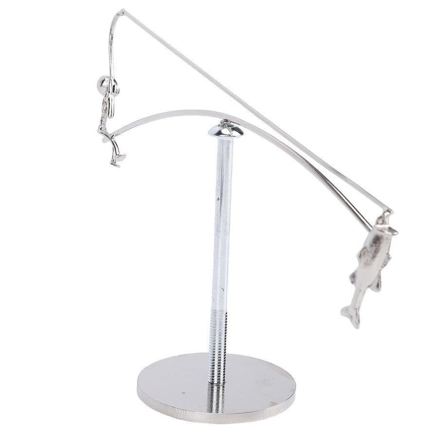 Fisherman Balancing Sculpture Modern Kinetic Metal Fishing Statue for Home Office Decor Art Ornament