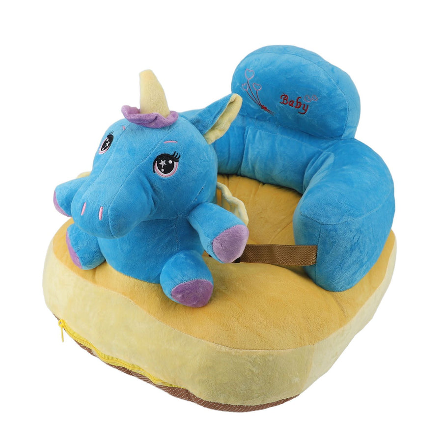 Learning Sitting Chair Prevents Falls Adjustable Angle Portable Safe Super Soft Plush Baby Support Seat Blue Horse