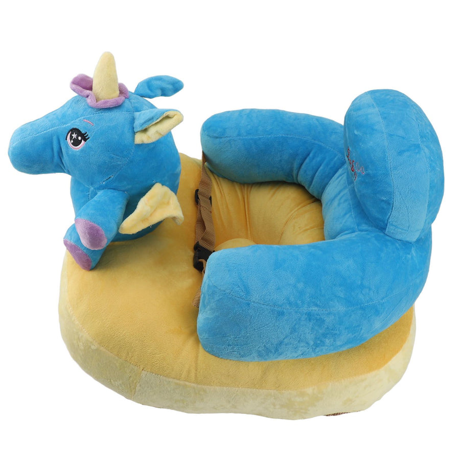 Learning Sitting Chair Prevents Falls Adjustable Angle Portable Safe Super Soft Plush Baby Support Seat Blue Horse