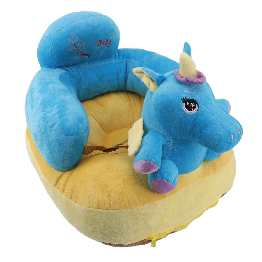 Learning Sitting Chair Prevents Falls Adjustable Angle Portable Safe Super Soft Plush Baby Support Seat Blue Horse