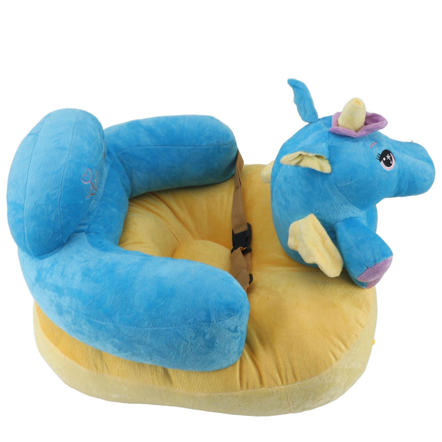 Learning Sitting Chair Prevents Falls Adjustable Angle Portable Safe Super Soft Plush Baby Support Seat Blue Horse