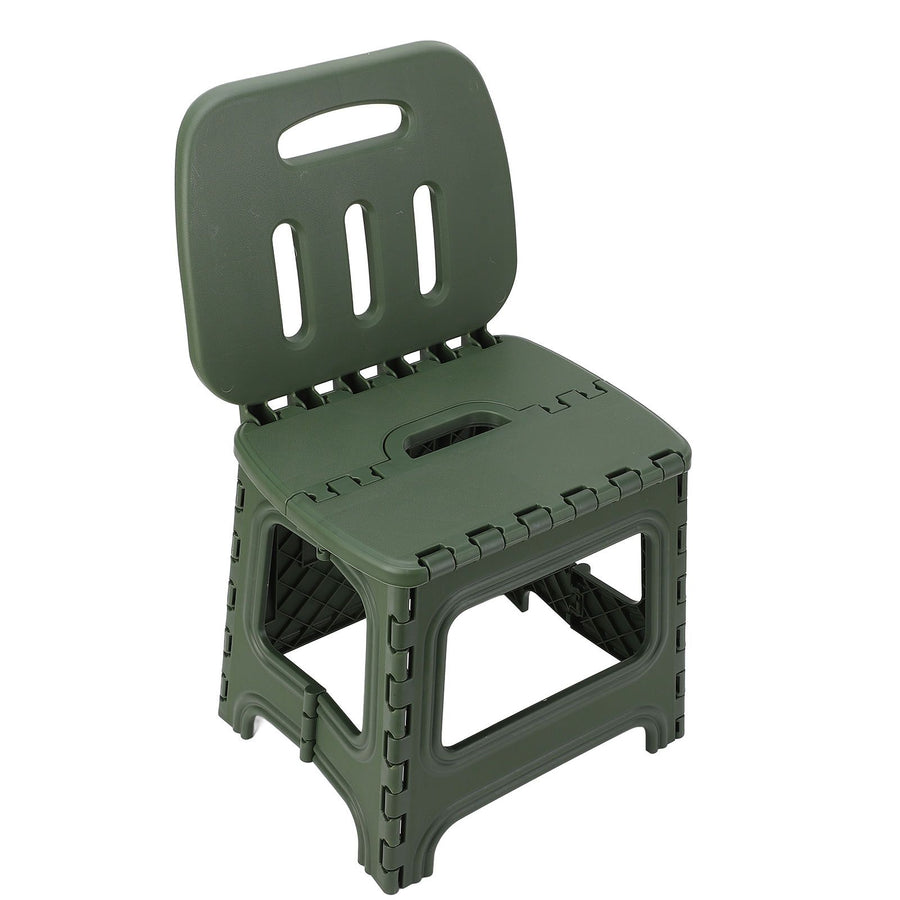 Folding Step Stool PP Thickened Portable Small Kids Step Stool with Handle for Outdoor Camping Fishing Picnic Green L