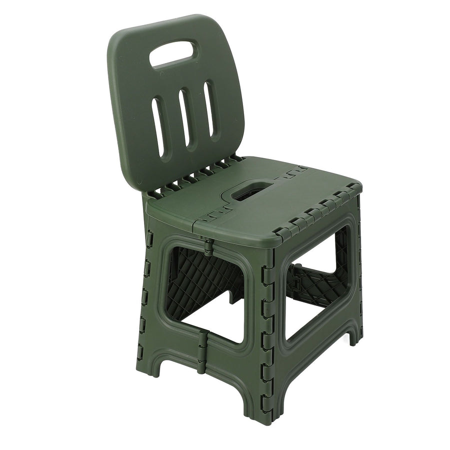 Folding Step Stool PP Thickened Portable Small Kids Step Stool with Handle for Outdoor Camping Fishing Picnic Green L
