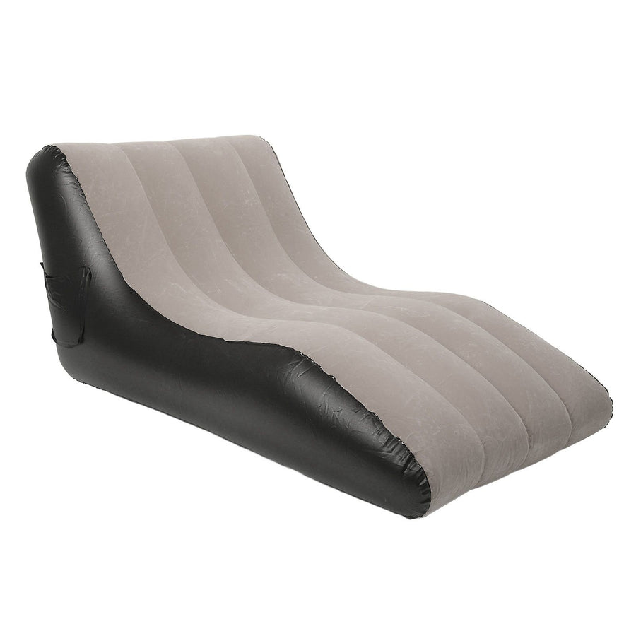 Inflatable Sofa Chair PVC Flocked Inflatable Chair Blow Up Couch for Living Rooms Camping Trips Travel Brown