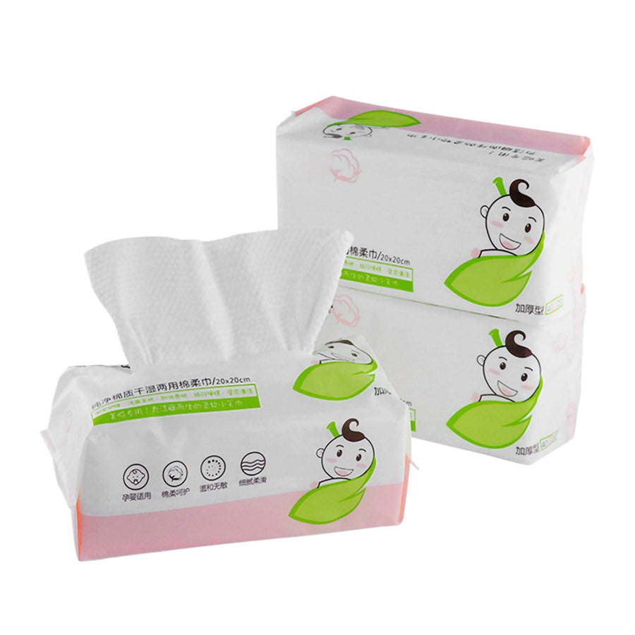 60Pcs Bag Skin Friendly Wet and Dry Dual Use Cotton Tissue Disposable Portable Tissue Paper