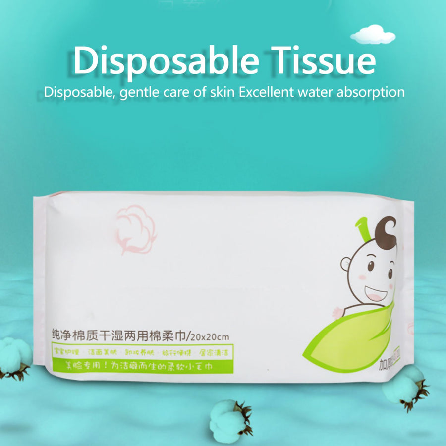 60Pcs Bag Skin Friendly Wet and Dry Dual Use Cotton Tissue Disposable Portable Tissue Paper