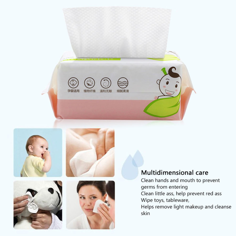 60Pcs Bag Skin Friendly Wet and Dry Dual Use Cotton Tissue Disposable Portable Tissue Paper