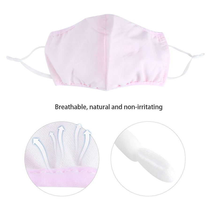 3Pcs Washable Cotton Face Cover Dust Proof Breathable Mouth Muffle for Adult Men Women Use(Pink )