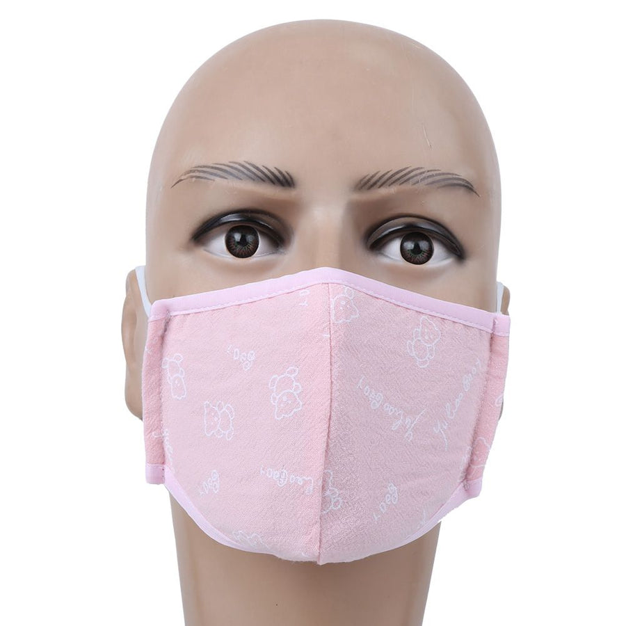 2Pcs Daily Dust Proof Mouth Muffle Breathable Cotton Anti-Smog Face Protection Children Use(Pink Printing )