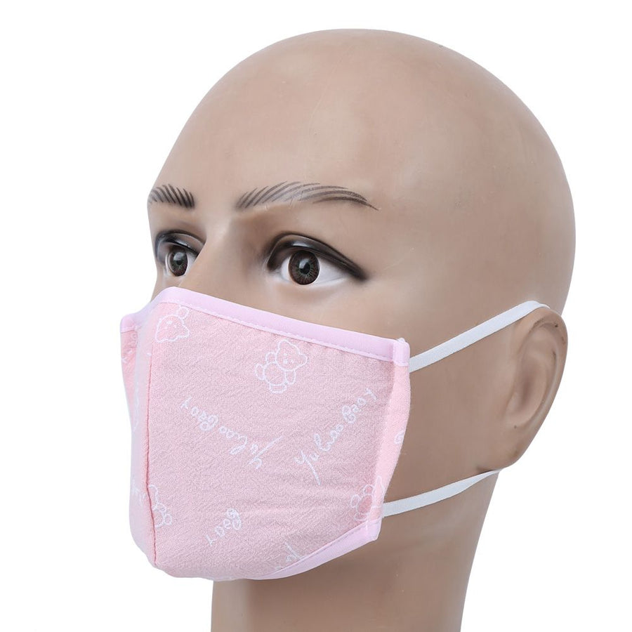 2Pcs Daily Dust Proof Mouth Muffle Breathable Cotton Anti-Smog Face Protection Children Use(Pink Printing )