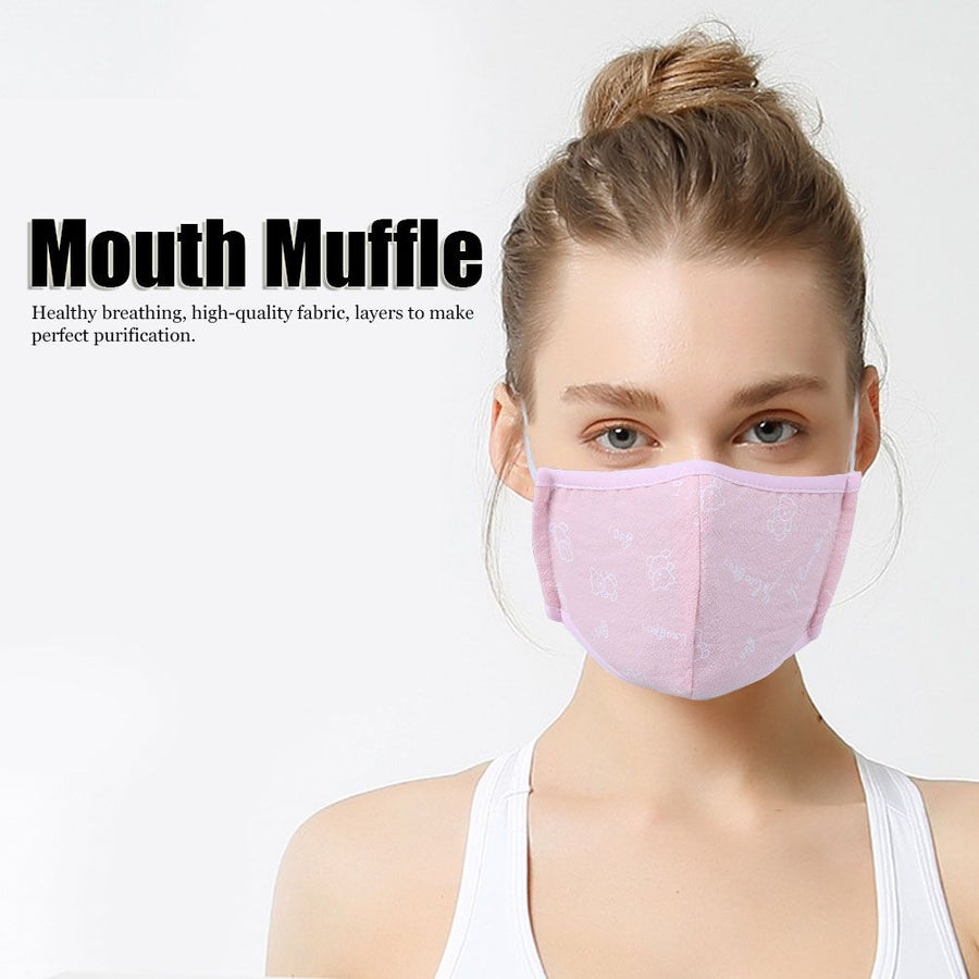 2Pcs Daily Dust Proof Mouth Muffle Breathable Cotton Anti-Smog Face Protection Children Use(Pink Printing )