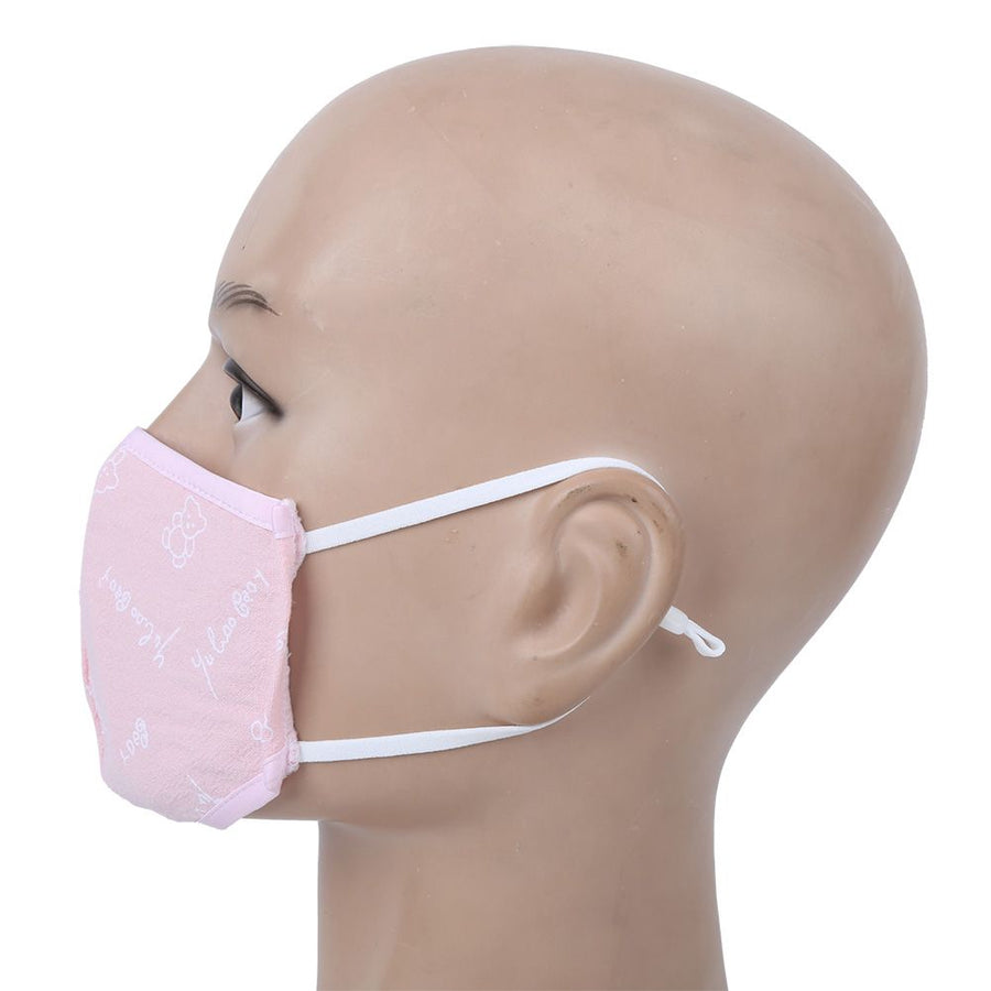 2Pcs Daily Dust Proof Mouth Muffle Breathable Cotton Anti-Smog Face Protection Children Use(Pink Printing )