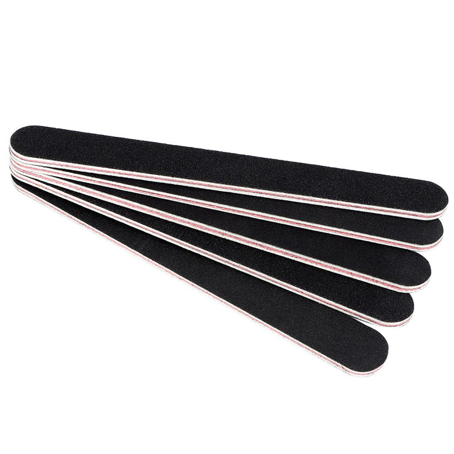 5pcs Sanding Nail File Double Sided Round Head Nail File Salon Nail Art Tool Black
