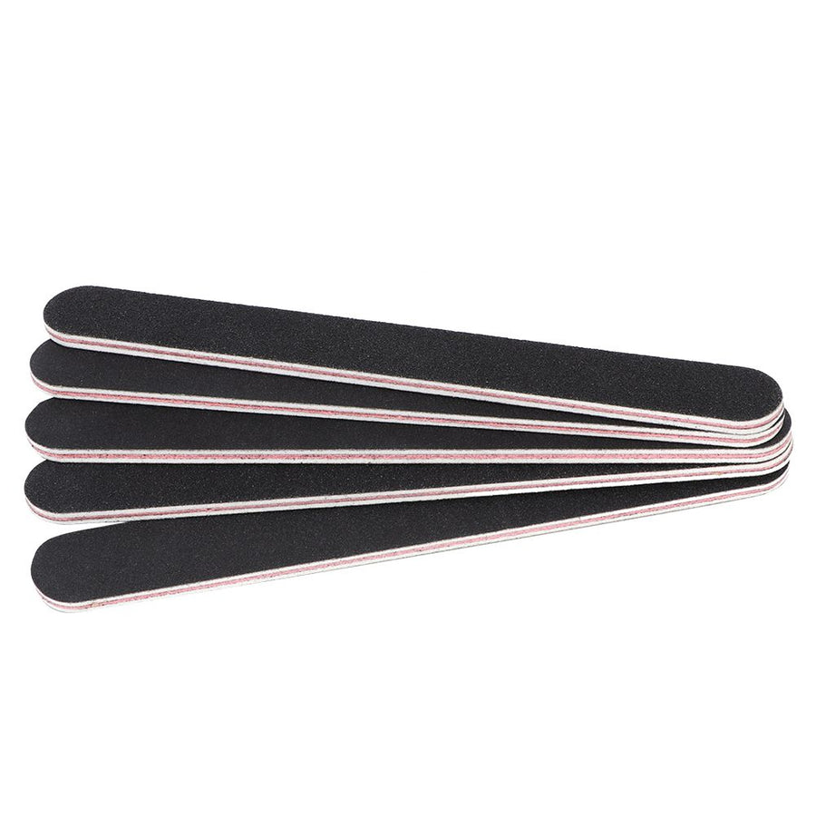 5pcs Sanding Nail File Double Sided Round Head Nail File Salon Nail Art Tool Black
