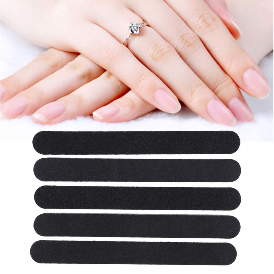 5pcs Sanding Nail File Double Sided Round Head Nail File Salon Nail Art Tool Black