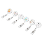 6pcs Retractable Badge Holder Cute Animal Pattern 360° Degree Rotating Clip for ID Name Tag Card