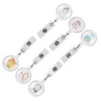 6pcs Retractable Badge Holder Cute Animal Pattern 360° Degree Rotating Clip for ID Name Tag Card