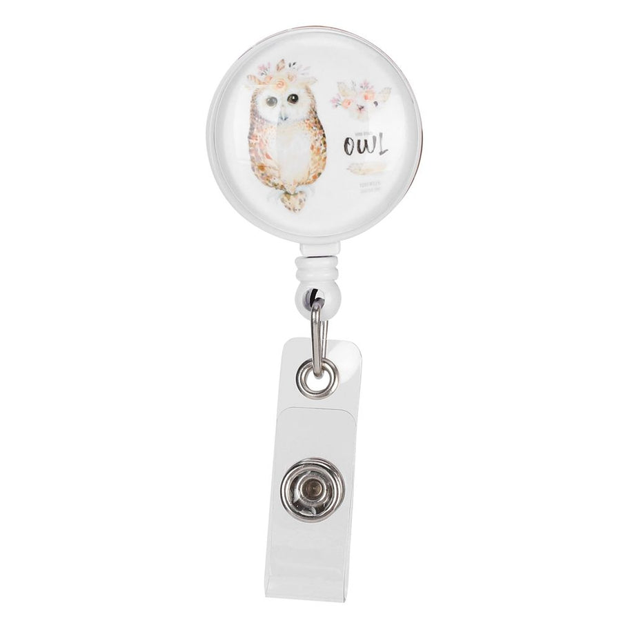 6pcs Retractable Badge Holder Cute Animal Pattern 360° Degree Rotating Clip for ID Name Tag Card
