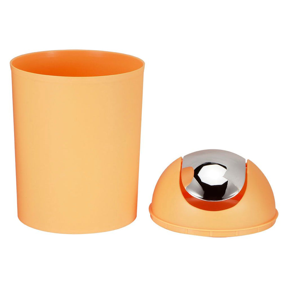 Mini Flip Lid Home Living Room Bedroom Desktop Bedside Plastic Trash Can Garbage BinOrange