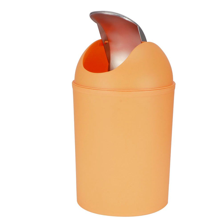 Mini Flip Lid Home Living Room Bedroom Desktop Bedside Plastic Trash Can Garbage BinOrange