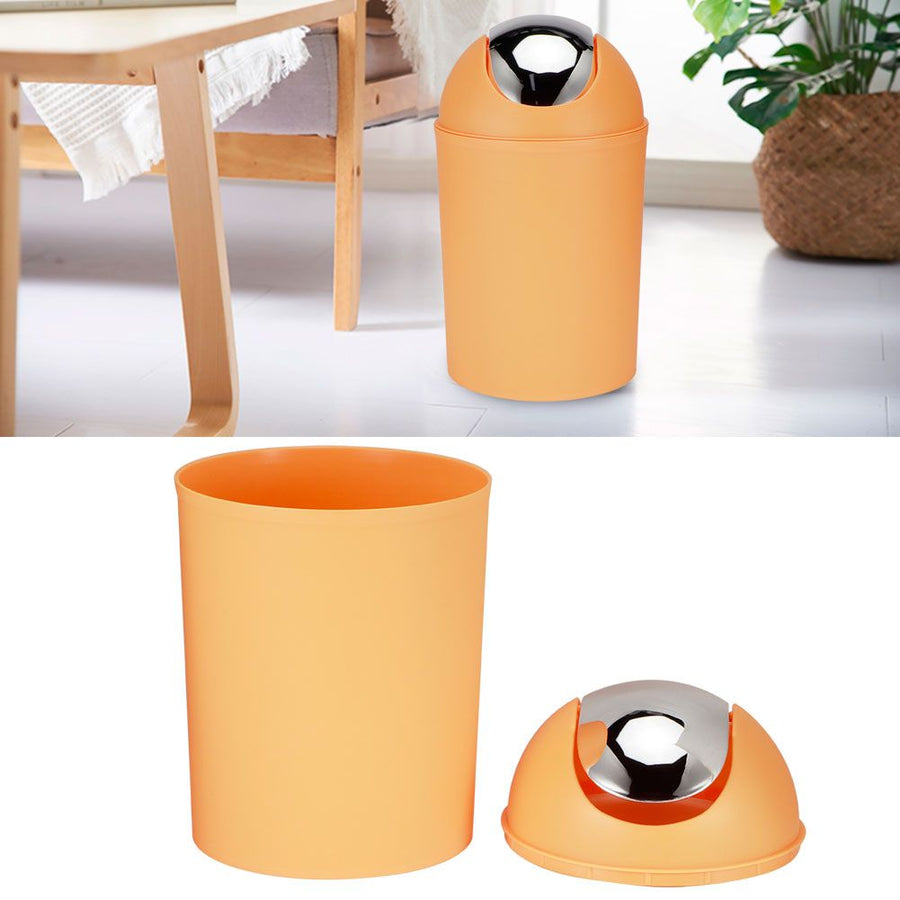 Mini Flip Lid Home Living Room Bedroom Desktop Bedside Plastic Trash Can Garbage BinOrange
