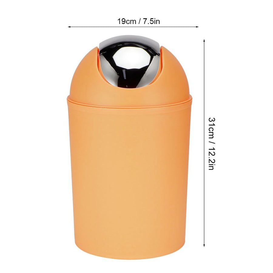 Mini Flip Lid Home Living Room Bedroom Desktop Bedside Plastic Trash Can Garbage BinOrange
