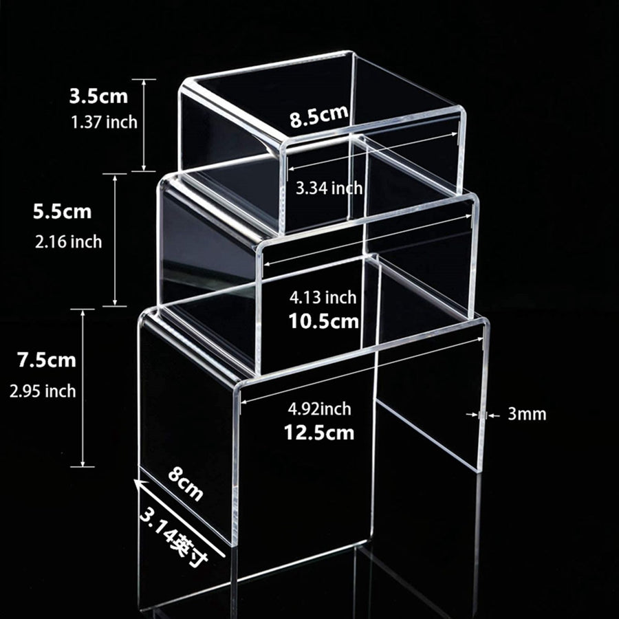 3pcs / Set Acrylic Doll Toy Figure Display Riser Rack Transparent Jewelry Display Stand