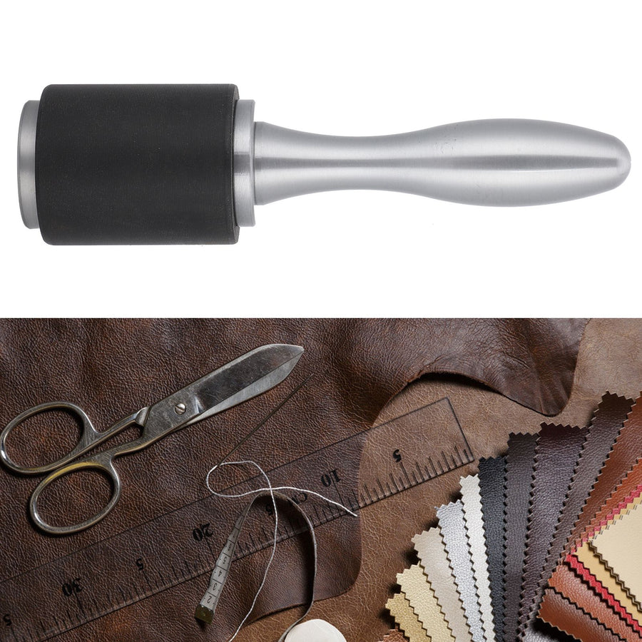 Leather Craft Hammer DIY Handcraft Hand Made Nylon Carving Engraving Punching Tools(Aluminum Alloy Handle SingleHead Black )