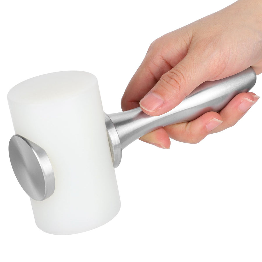 Leather Craft Hammer DIY Handcraft Hand Made Nylon Carving Engraving Punching Tools(Aluminum Alloy Handle DoubleHead White )