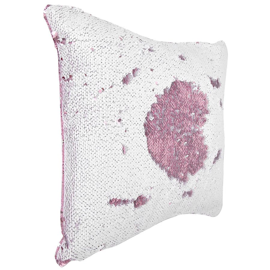 Pillow Case Sequins Suede Fabric Cushion Covers with Zipper for Home Sofa Bed Decoration(Pink White )