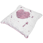 Pillow Case Sequins Suede Fabric Cushion Covers with Zipper for Home Sofa Bed Decoration(Pink White )
