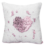 Pillow Case Sequins Suede Fabric Cushion Covers with Zipper for Home Sofa Bed Decoration(Pink White )