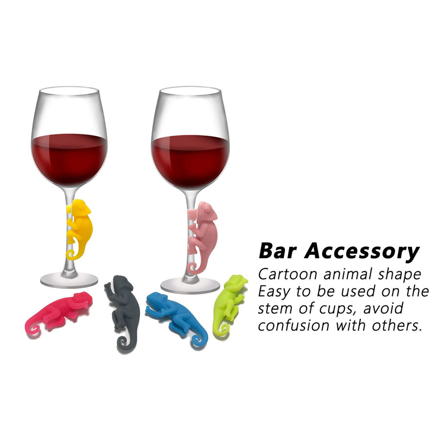 5Set Drink Markers Cute Animal Shaped Silicone Wine Glass Tag Identifier Drinkware Tools